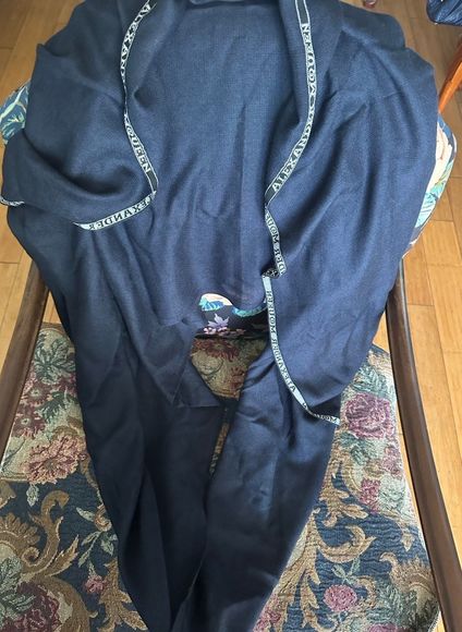 Alexander McQueen cashmere silk shawl scarf navy